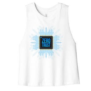 Zero Trust Cyber Security Hacking Programmer Developer Funny Gift Women's Racerback Cropped Tank