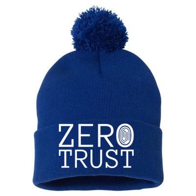 Zero Trust Cyber Security Hacking Programmer Developer Funny Gift Pom Pom 12in Knit Beanie