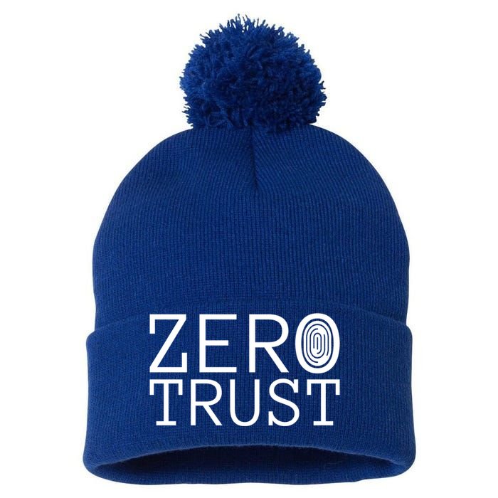 Zero Trust Cyber Security Hacking Programmer Developer Funny Gift Pom Pom 12in Knit Beanie