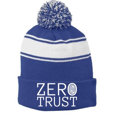 Zero Trust Cyber Security Hacking Programmer Developer Funny Gift Stripe Pom Pom Beanie