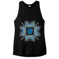Zero Trust Cyber Security Hacking Programmer Developer Funny Gift Ladies PosiCharge Tri-Blend Wicking Tank