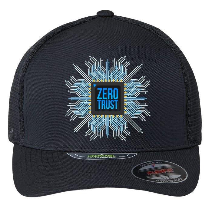Zero Trust Cyber Security Hacking Programmer Developer Funny Gift Flexfit Unipanel Trucker Cap