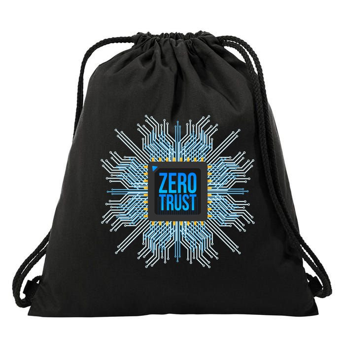Zero Trust Cyber Security Hacking Programmer Developer Funny Gift Drawstring Bag