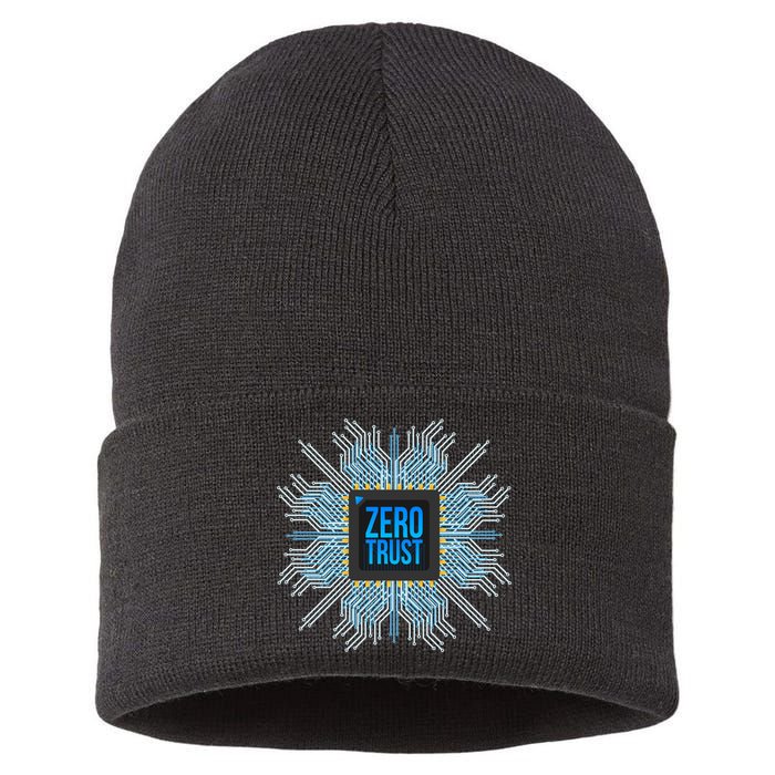 Zero Trust Cyber Security Hacking Programmer Developer Funny Gift Sustainable Knit Beanie
