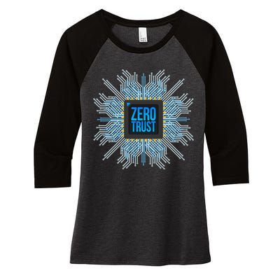 Zero Trust Cyber Security Hacking Programmer Developer Funny Gift Women's Tri-Blend 3/4-Sleeve Raglan Shirt