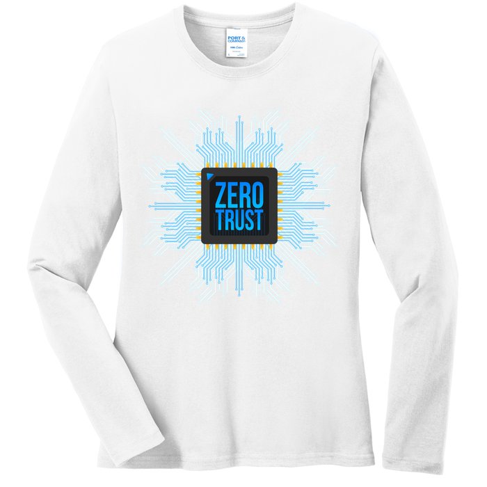 Zero Trust Cyber Security Hacking Programmer Developer Funny Gift Ladies Long Sleeve Shirt