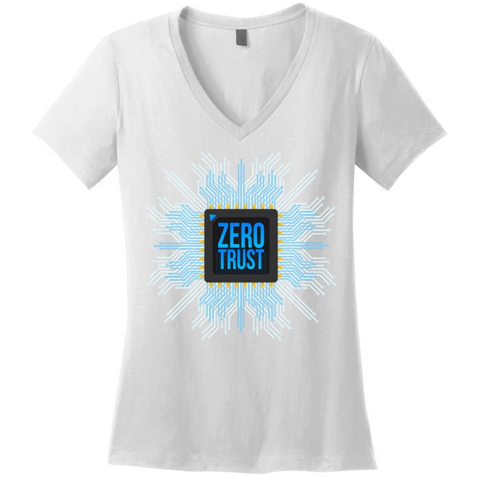 Zero Trust Cyber Security Hacking Programmer Developer Funny Gift Women's V-Neck T-Shirt