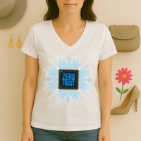 Zero Trust Cyber Security Hacking Programmer Developer Funny Gift Women's V-Neck T-Shirt