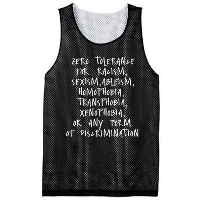 Zero Tolerance For Racism Sexism Ableism Homophobia Mesh Reversible Basketball Jersey Tank