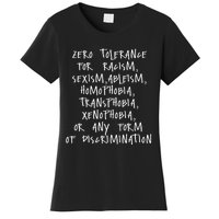 Zero Tolerance For Racism Sexism Ableism Homophobia Women's T-Shirt