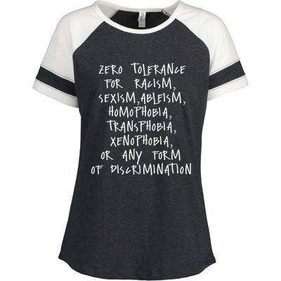 Zero Tolerance For Racism Sexism Ableism Homophobia Enza Ladies Jersey Colorblock Tee