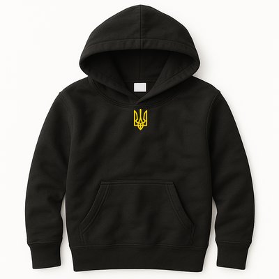 Zelensky Tryzub Green Long Sleeve Military Ukraine Zelenskyy Kids Hoodie