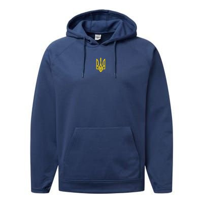 Zelensky Tryzub Green Long Sleeve Military Ukraine Zelenskyy Performance Fleece Hoodie