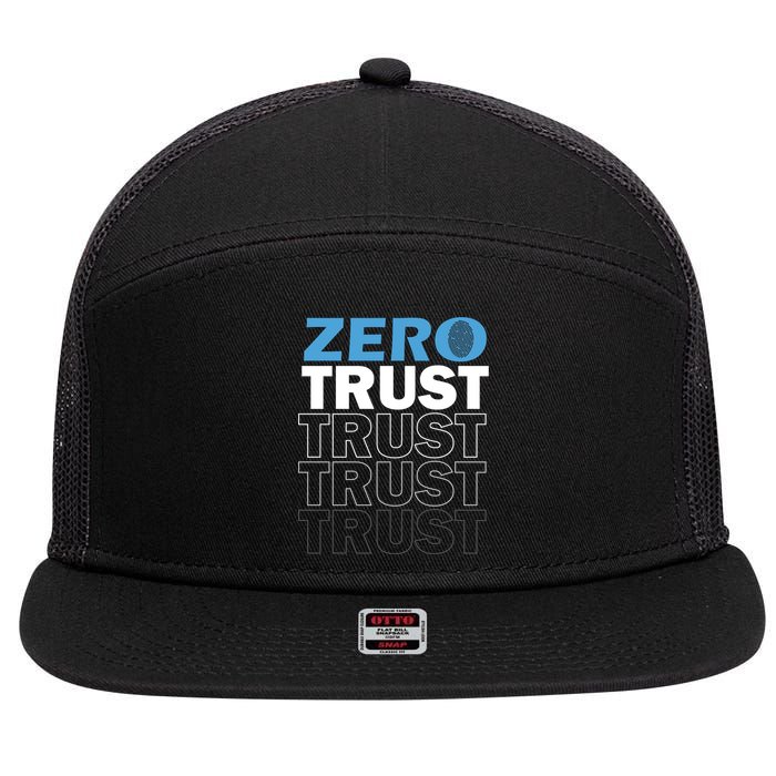 Zero Trust Hacking Cyber Security Programmer Developer Gift 7 Panel Mesh Trucker Snapback Hat