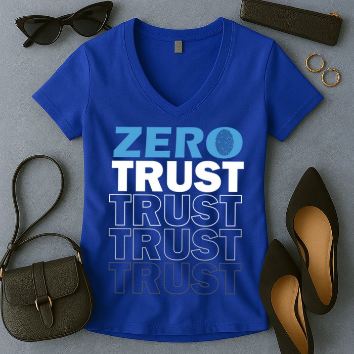 Zero Trust Hacking Cyber Security Programmer Developer Gift Women's V-Neck T-Shirt