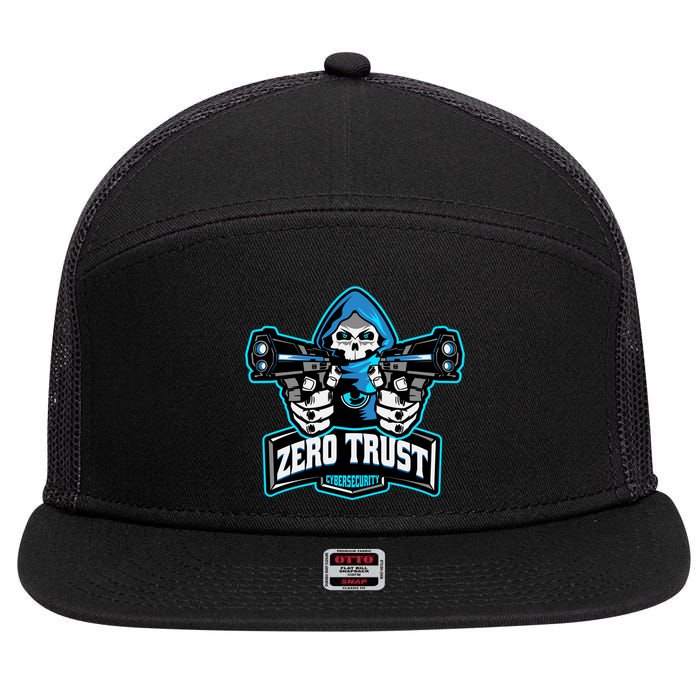 Zero Trust Hacking Cyber Security Developer Programmer Gift 7 Panel Mesh Trucker Snapback Hat