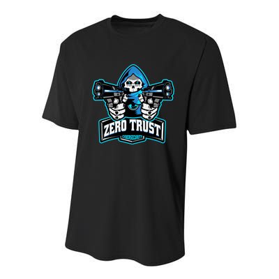 Zero Trust Hacking Cyber Security Developer Programmer Gift Youth Performance Sprint T-Shirt