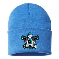 Zero Trust Hacking Cyber Security Developer Programmer Gift Sustainable Knit Beanie