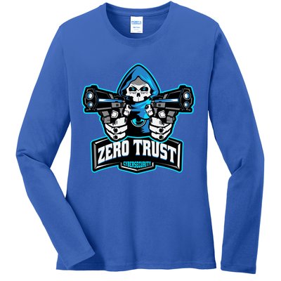 Zero Trust Hacking Cyber Security Developer Programmer Gift Ladies Long Sleeve Shirt