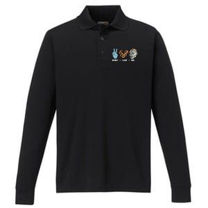 Zombie Trick Or Treat Leopard Heart Peace Love Halloween Gift Performance Long Sleeve Polo