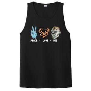 Zombie Trick Or Treat Leopard Heart Peace Love Halloween Gift PosiCharge Competitor Tank