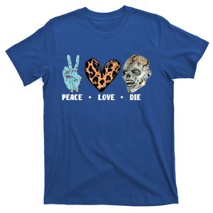 Zombie Trick Or Treat Leopard Heart Peace Love Halloween Gift T-Shirt