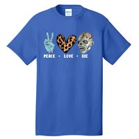 Zombie Trick Or Treat Leopard Heart Peace Love Halloween Gift Tall T-Shirt