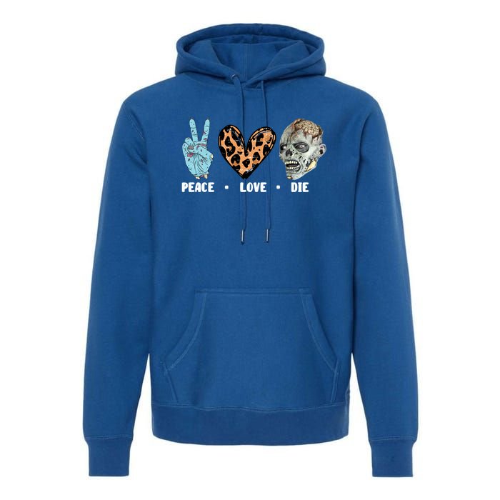 Zombie Trick Or Treat Leopard Heart Peace Love Halloween Gift Premium Hoodie