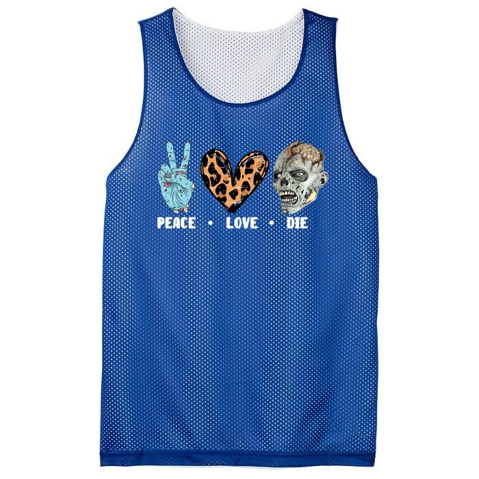 Zombie Trick Or Treat Leopard Heart Peace Love Halloween Gift Mesh Reversible Basketball Jersey Tank