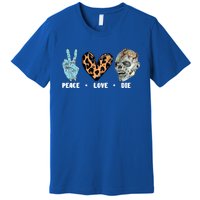 Zombie Trick Or Treat Leopard Heart Peace Love Halloween Gift Premium T-Shirt