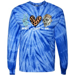 Zombie Trick Or Treat Leopard Heart Peace Love Halloween Gift Tie-Dye Long Sleeve Shirt