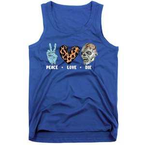 Zombie Trick Or Treat Leopard Heart Peace Love Halloween Gift Tank Top