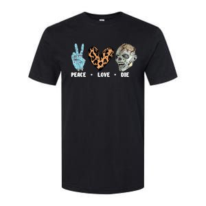 Zombie Trick Or Treat Leopard Heart Peace Love Halloween Gift Softstyle CVC T-Shirt