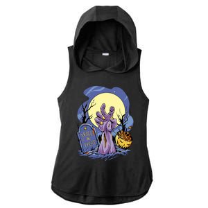 Zombie Trick Or Treat Spooky Halloween Ladies PosiCharge Tri-Blend Wicking Draft Hoodie Tank