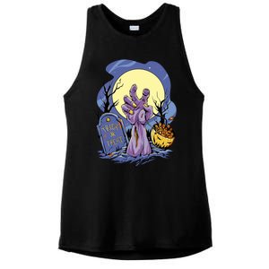 Zombie Trick Or Treat Spooky Halloween Ladies PosiCharge Tri-Blend Wicking Tank