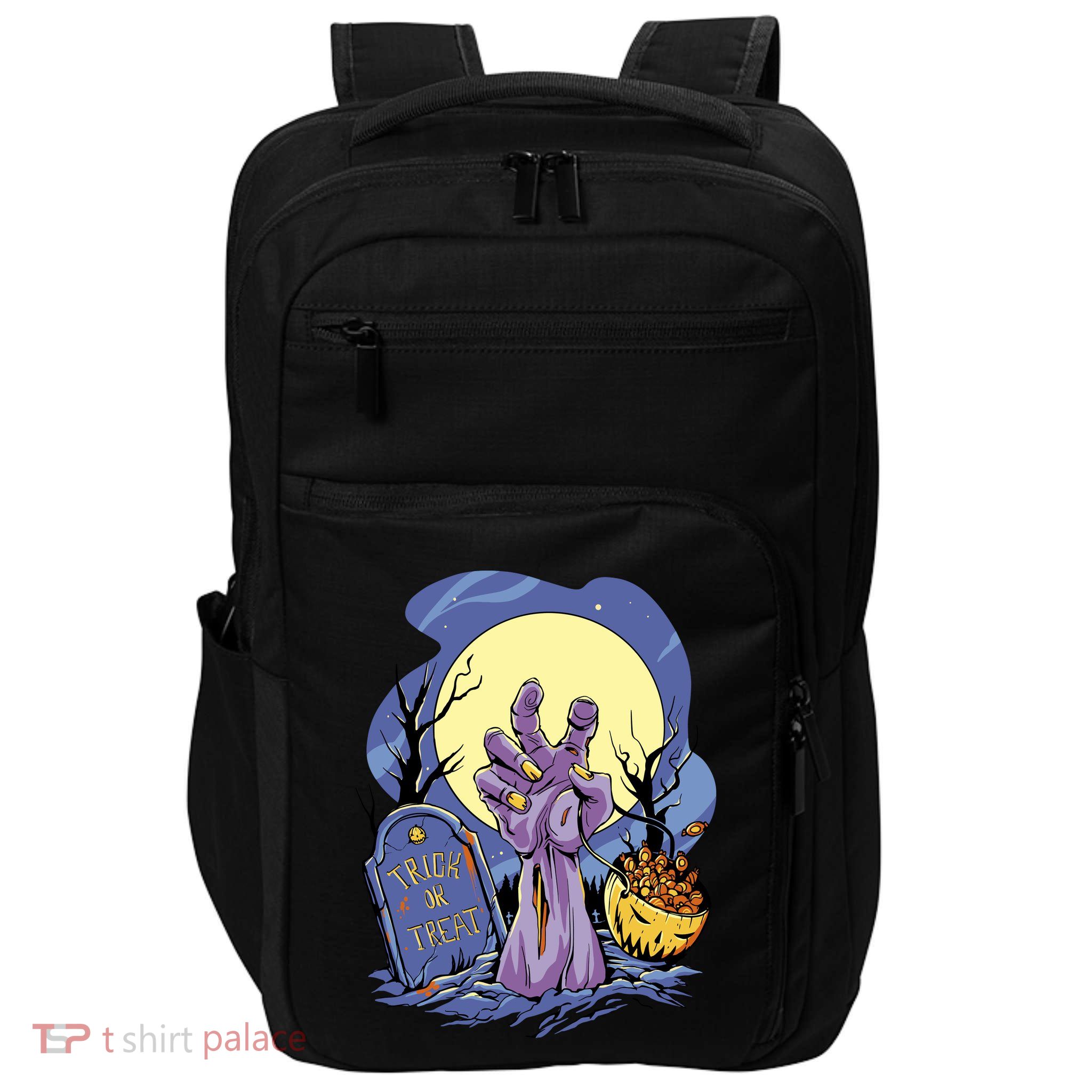 Zombie Trick Or Treat Spooky Halloween Impact Tech Backpack