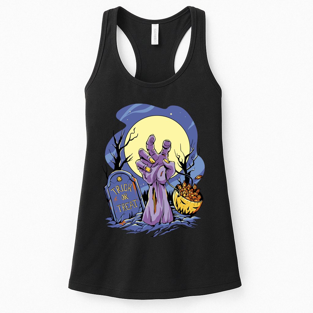 Zombie Trick Or Treat Spooky Halloween Womens Tank Top