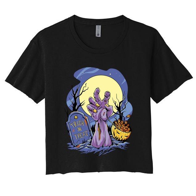 Zombie Trick Or Treat Spooky Halloween Crop Top