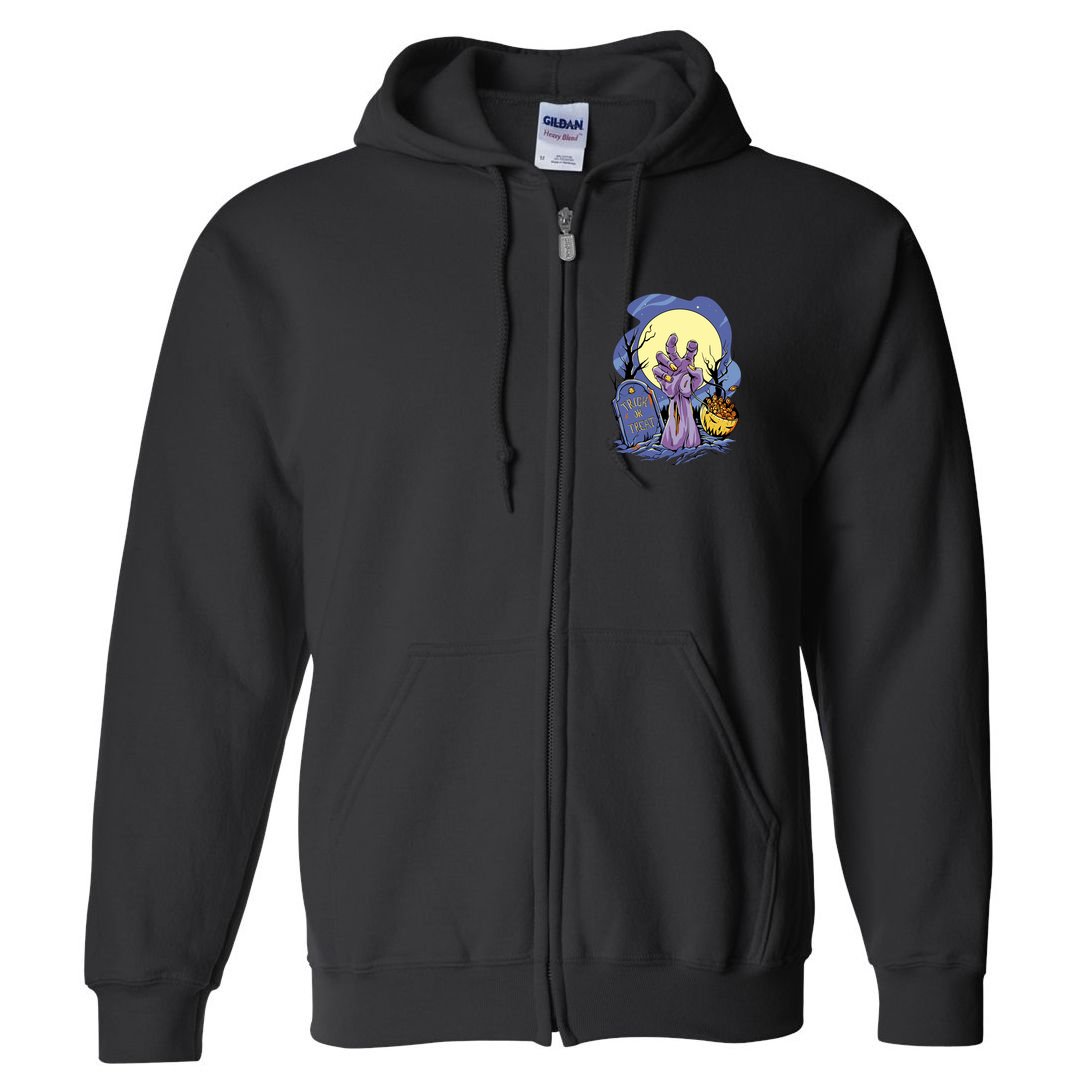 Zombie Trick Or Treat Spooky Halloween Full Zip Hoodie