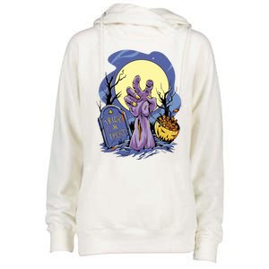 Zombie Trick Or Treat Spooky Halloween Womens Funnel Neck Pullover Hood