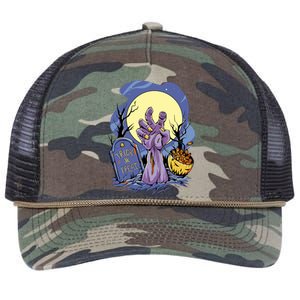 Zombie Trick Or Treat Spooky Halloween Retro Rope Trucker Hat Cap