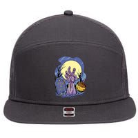 Zombie Trick Or Treat Spooky Halloween 7 Panel Mesh Trucker Snapback Hat