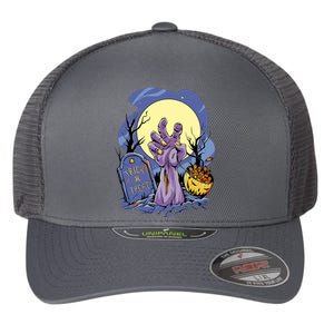 Zombie Trick Or Treat Spooky Halloween Flexfit Unipanel Trucker Cap