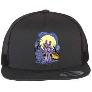 Zombie Trick Or Treat Spooky Halloween Flat Bill Trucker Hat