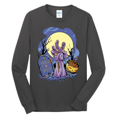 Zombie Trick Or Treat Spooky Halloween Tall Long Sleeve T-Shirt