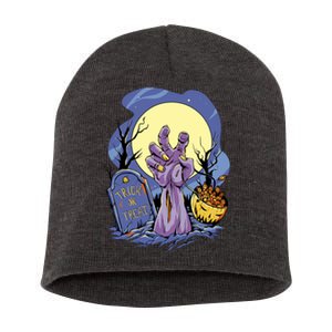 Zombie Trick Or Treat Spooky Halloween Short Acrylic Beanie