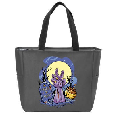 Zombie Trick Or Treat Spooky Halloween Zip Tote Bag