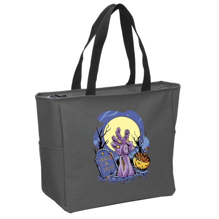 Zombie Trick Or Treat Spooky Halloween Zip Tote Bag