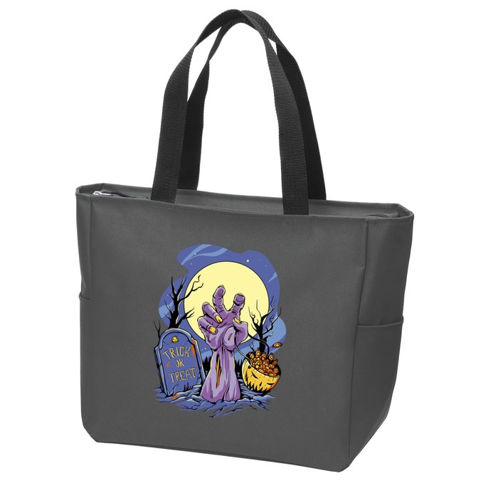 Zombie Trick Or Treat Spooky Halloween Zip Tote Bag