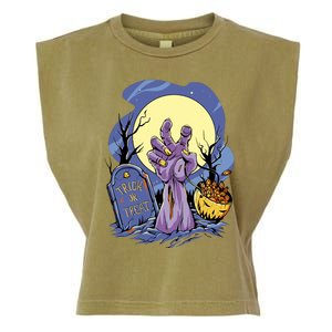 Zombie Trick Or Treat Spooky Halloween Garment-Dyed Women's Muscle Tee